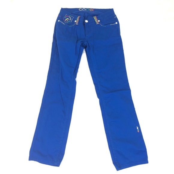 Coogi Jeans Women's Bright Blue Straight Leg Jeans size 12 - Picture 3 of 4